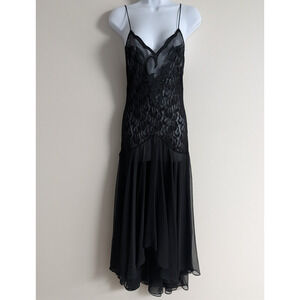 Vintage Natori Pajama Set Womens Medium Dress Gown Whimsigoth Dark Romantic 90s